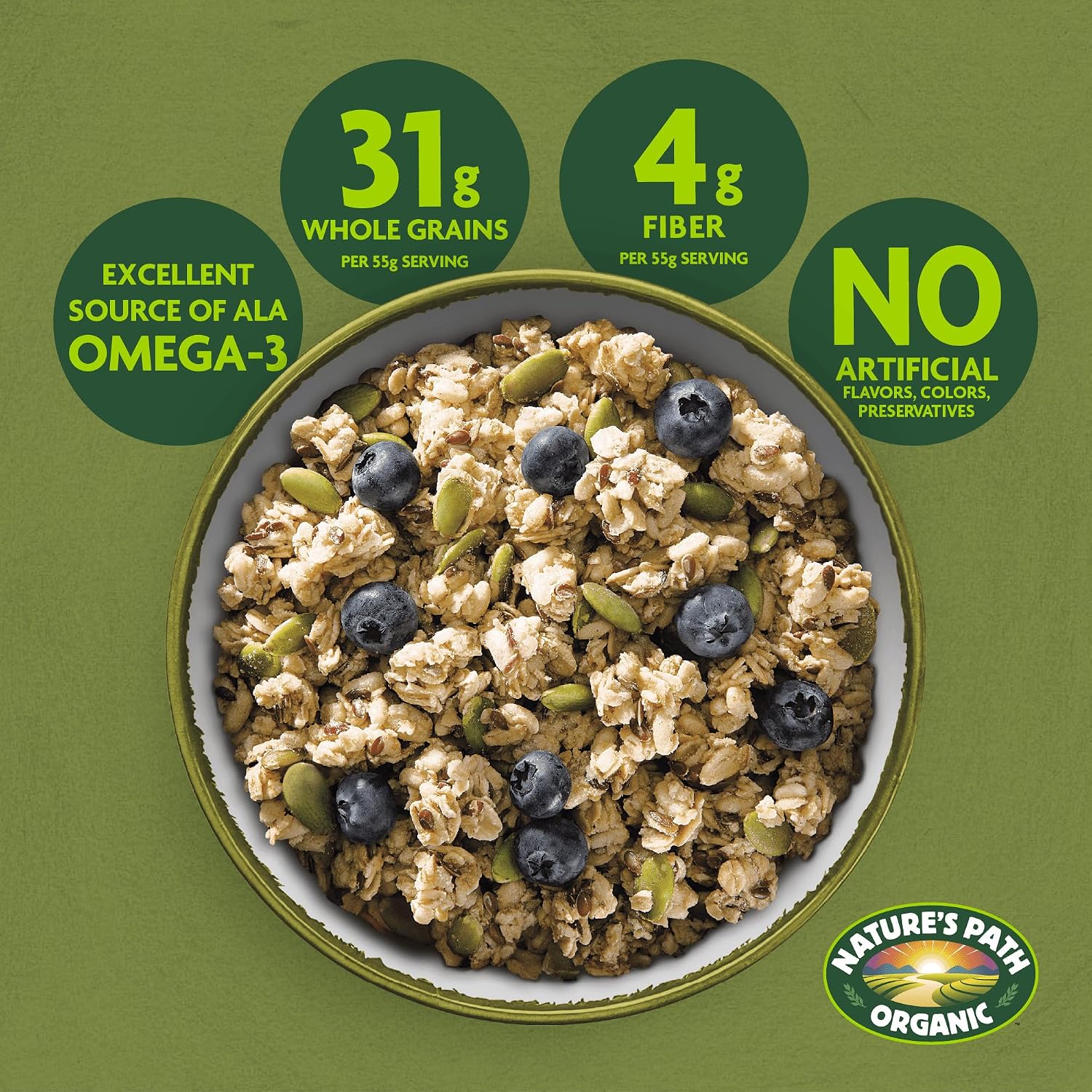 Nature's Path Organic Pumpkin Seed + Flax Granola, 24.7 oz (Pack of 6), Non-GMO