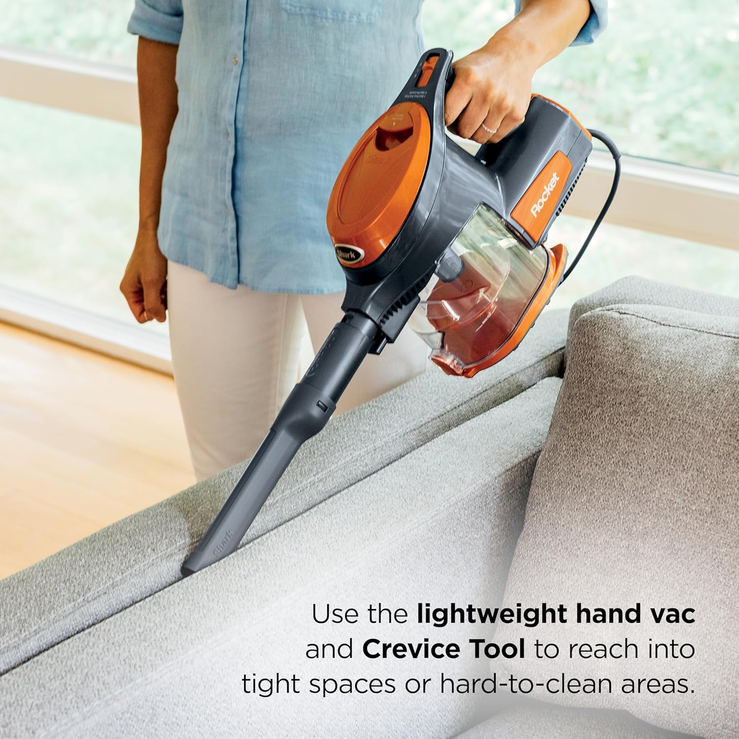 Shark Rocket Corded Stick Vacuum, Carpet & Hard Floors, Gray/Orange, HV301