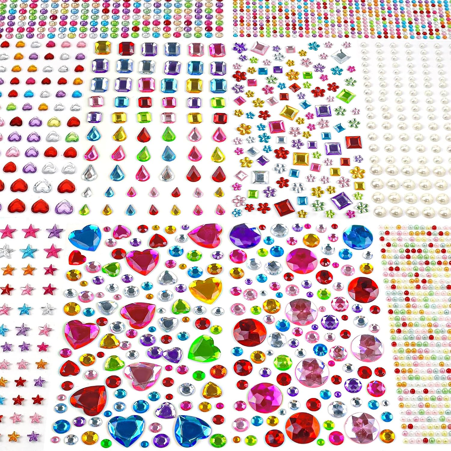 3528 PCS Gem Stickers,Self Adhesive Scrapbook Supplies Rhinestones Crafts
