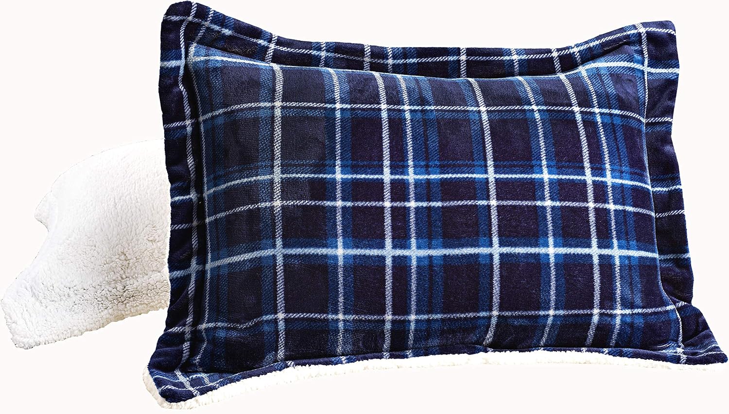 Elegant Comfort Softest, Coziest Heavy Weight Plaid Pattern Micromink Sherpa-Backing Premium Quality Down Down Alternative Micro-Suede 2-Piece Reversible Comforter Set, Twin/Twin XL, Navy Blue