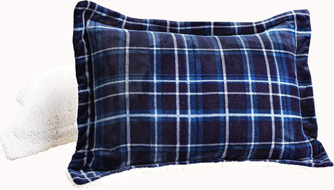 Elegant Comfort Softest, Coziest Heavy Weight Plaid Pattern Micromink Sherpa-Backing Premium Quality Down Down Alternative Micro-Suede 2-Piece Reversible Comforter Set, Twin/Twin XL, Navy Blue
