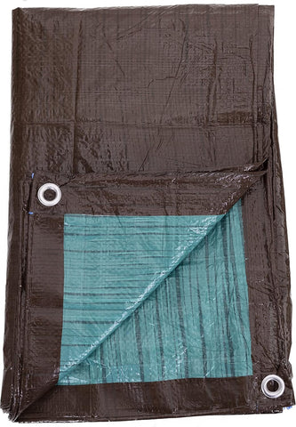 Kotap 12 x 16 Ft. All-Purpose Multi-Use Protection/Coverage 5-mil Poly Tarp, Reversible, Waterproof, Brown/Green, (TBG-1216)