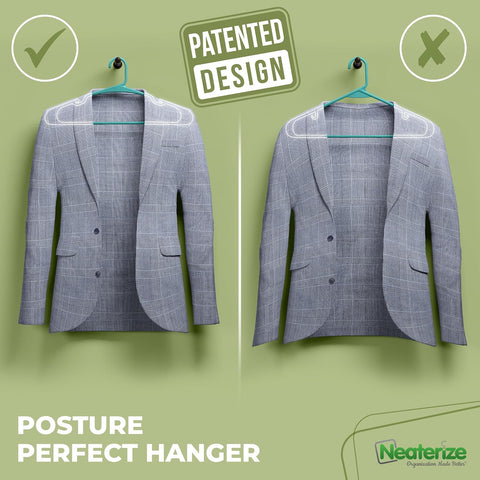 NEATERIZE Clothes Hangers Plastic 100 Pack for Adults - Plastic Hangers, The Perfect Coat Hanger and Space Saving Clothes Hangers for Closet - Aqua Hangers