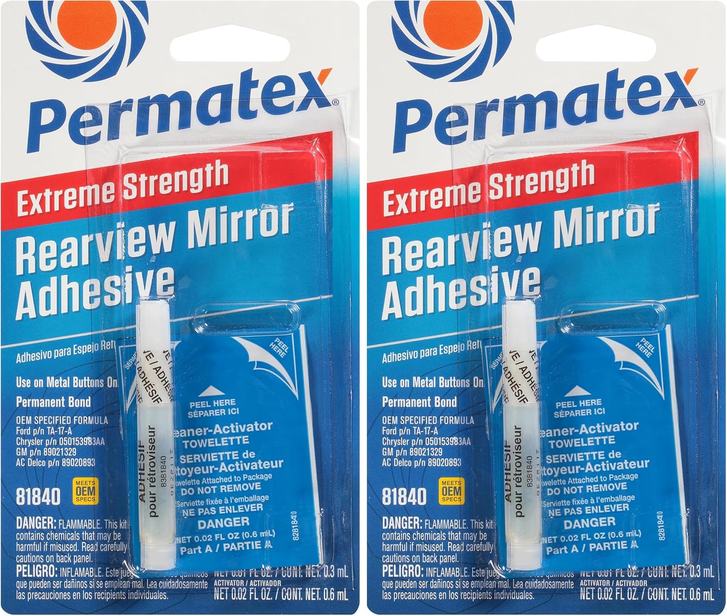 Permatex 81840-12PK Extreme Professional Strength Rearview Mirror Adhesive Kit, (Pack of 12)
