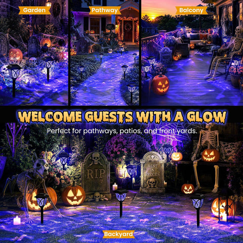 GIGALUMI Solar Halloween Lights Outdoor Decor, Solar Pathway Lights 6 Pack