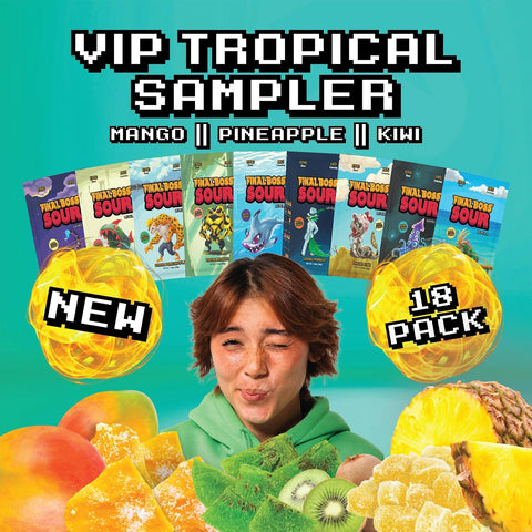 Final Boss Sour Fruit Candy, Tropical Sampler, All Levels, 18 Pack