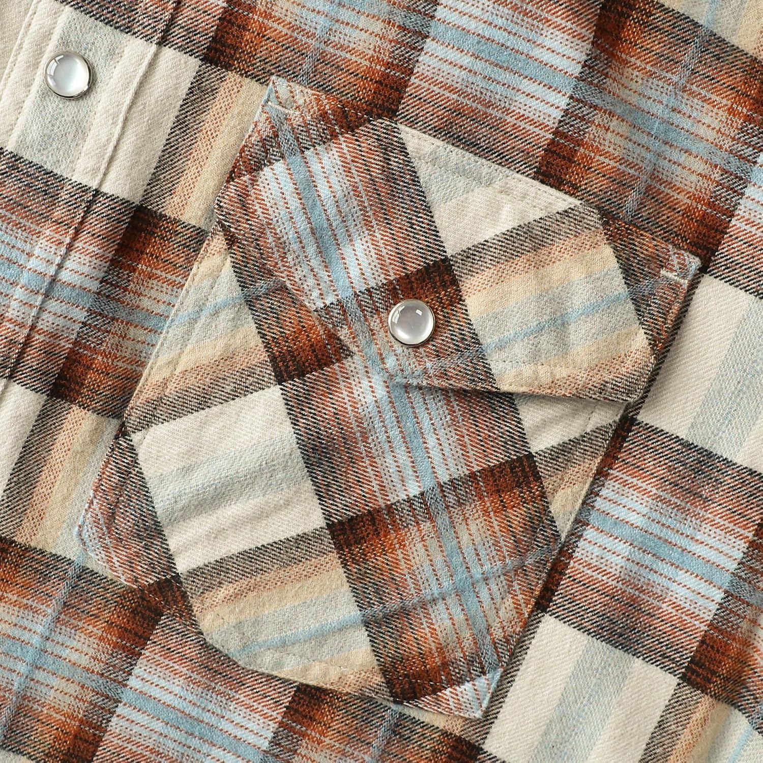 Dubinik® 6 oz Flannel Shirt for Men Western Pearl Snap Shirts Long Sleeve