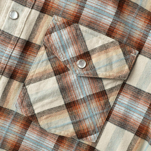 Dubinik® 6 oz Flannel Shirt for Men Western Pearl Snap Shirts Long Sleeve