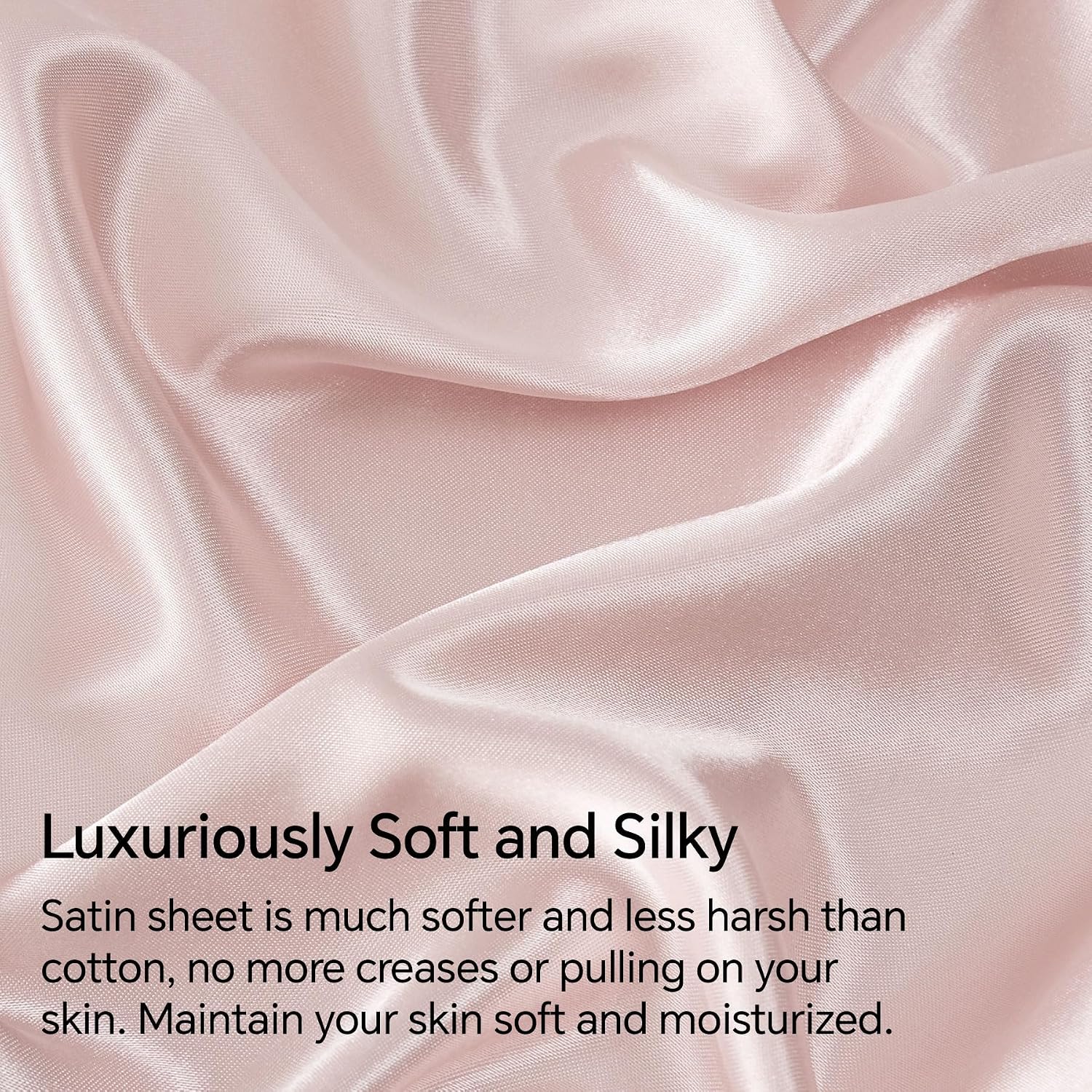 BEDELITE Satin Sheets Queen Size Bed Set, Pink, 4 Pieces