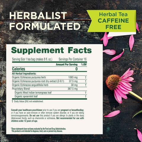 Traditional Medicinals Organic Echinacea Plus Spearmint, 96 Tea Bags | Promotes Immune Function, w/Spearmint, Kosher, Non-GMO, Caffeine-Free, Compostable