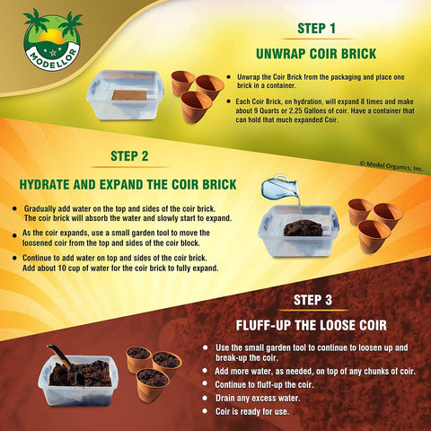 MODELLOR Coco Coir Bricks, 4-Pack (5 lb) – Premium Super Washed, Yields 9 Gallons (36 Quarts), Organic, pH-Balanced Growing Medium for Seed Starting & Gardening