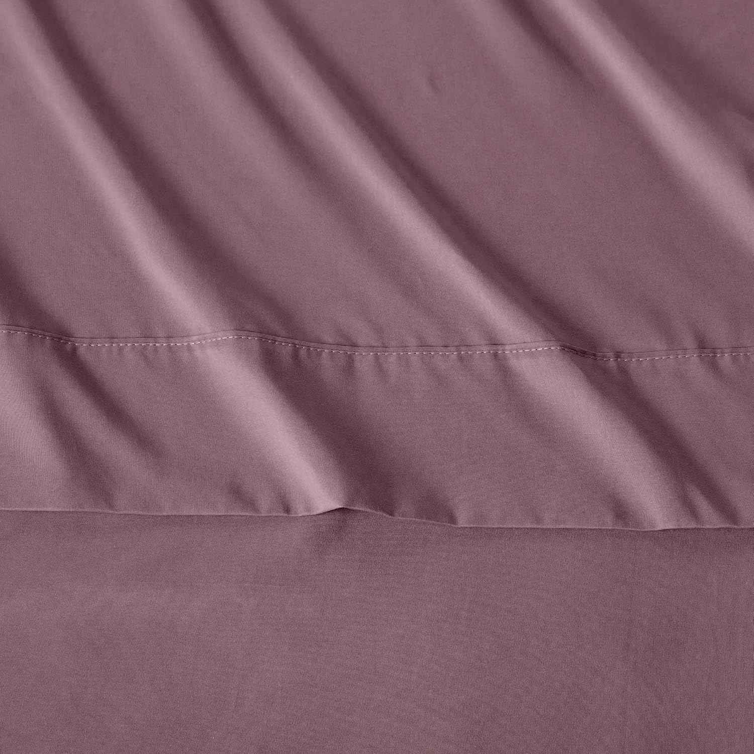 Amazon Basics Lightweight Super Soft Breathable Wrinkle-Free Microfiber 3-Piece Bed Sheet Set, Twin XL, Rose, Solid
