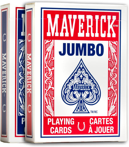 Maverick Playing Cards 12 Pack, Jumbo Index, Bulk Red and Blue Decks