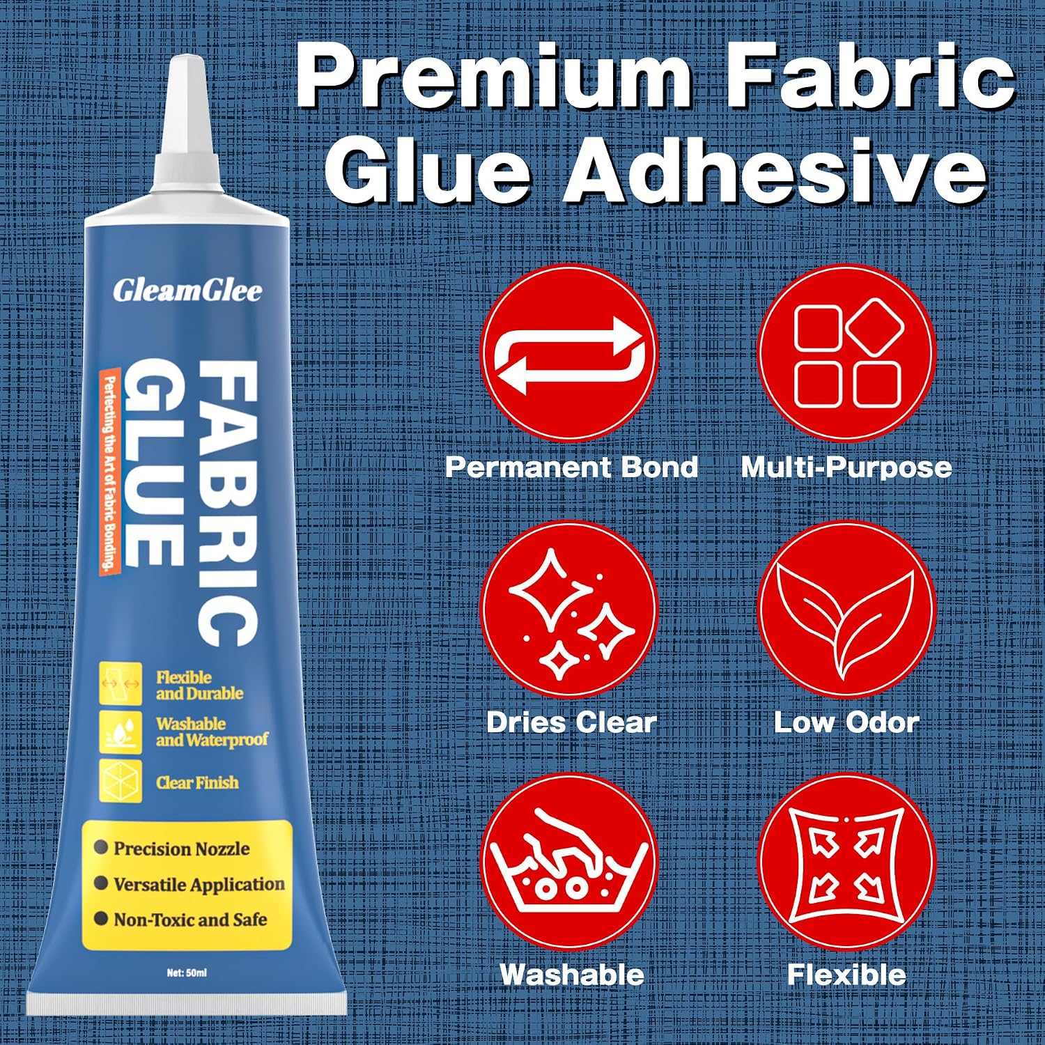 Fabric Glue Permanent, Extra Strong Clear Washable Clothing Glue