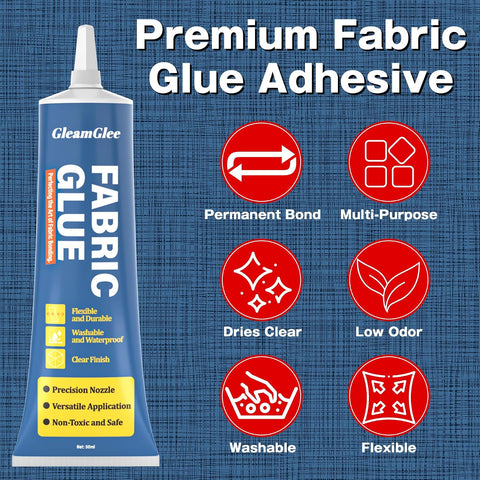 Fabric Glue Permanent, Extra Strong Clear Washable Clothing Glue
