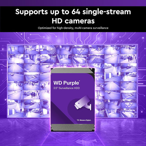 Western Digital 4TB WD Purple Surveillance Internal Hard Drive HDD - SATA 6 Gb/s, 256 MB Cache, 3.5" - WD43PURZ