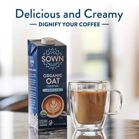 SOWN Organic Oat Creamer Vanilla - Barista Oat Milk Non Dairy Coffee Creamer - Plant Based, Dairy-Free, Vegan, Gluten-Free, Non-GMO, Shelf Stable - 32oz (Pack of 6)