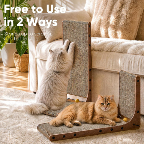 FUKUMARU Cat Scratcher 2 Packs, 25 Inch Cat Scratching Boards, L Shaped Pad