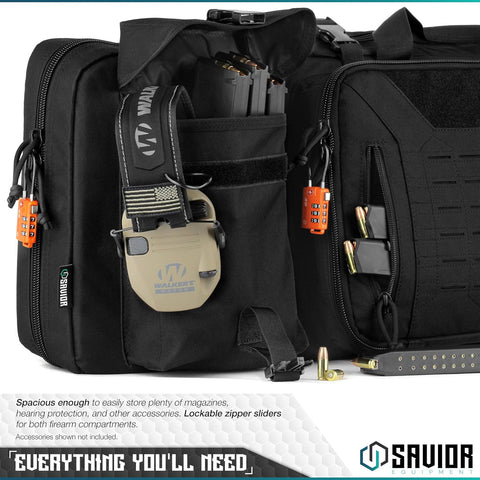 Savior Equipment Urban Warfare Tactical Double Long Gun Bag Case Backpack w/Pistol Handgun