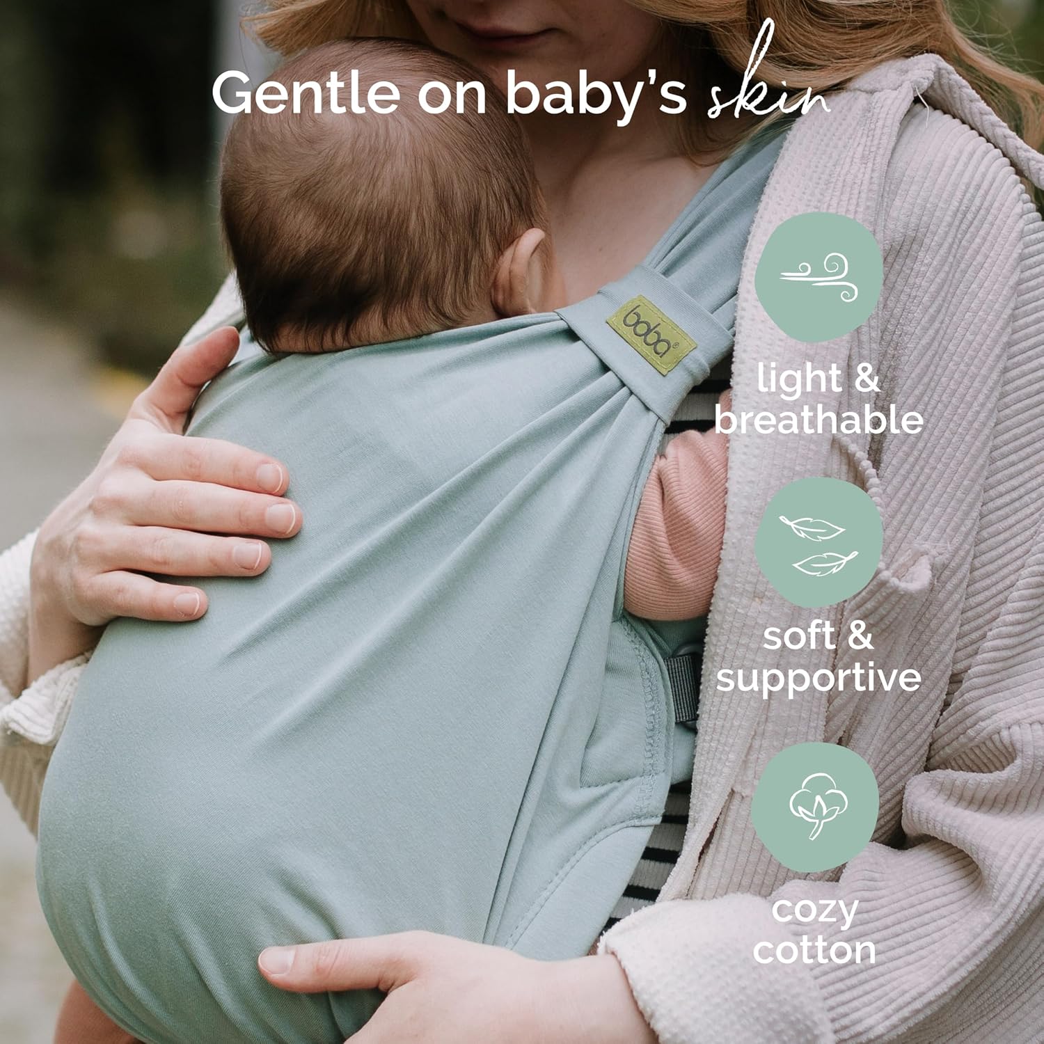 Boba Bliss Pre-Wrapped Baby Wrap Carrier, Newborn Sling, Sea Mist