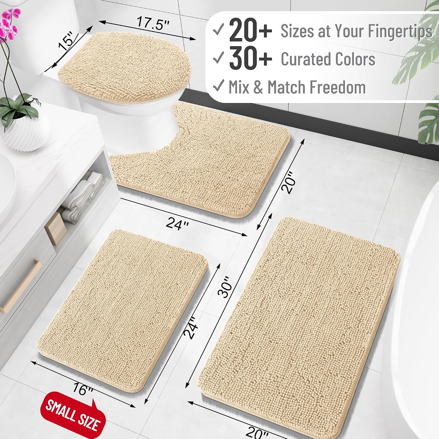 OLANLY Bathroom Rugs 35x24, Extra Soft Absorbent Chenille Bath Rugs