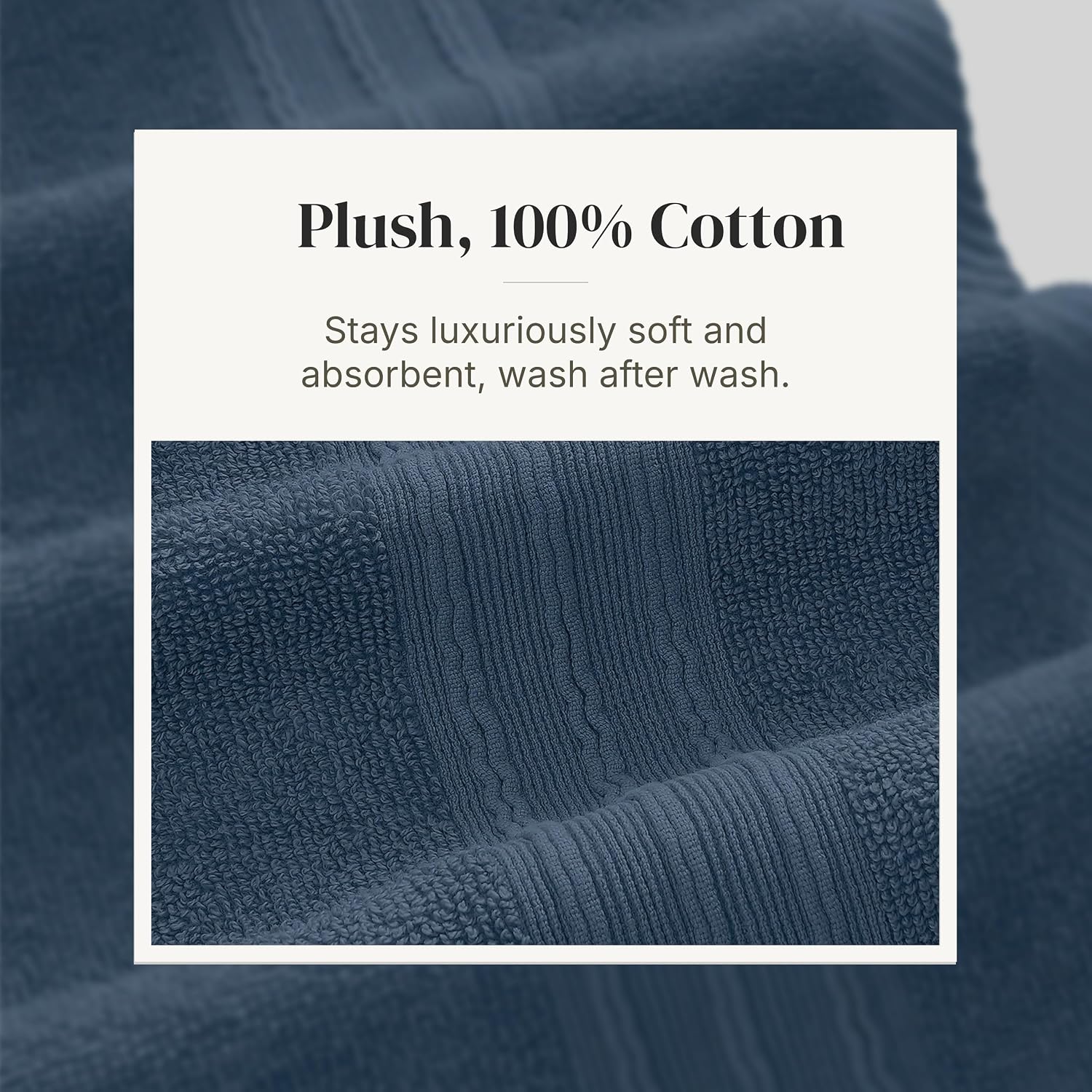 Modern Threads 6 Piece Bath Towel Set – Bathroom Set with 2 Bath Towels, 2 Hand Towels, and 2 Wash Cloths – 100% Cotton, Super Absorbent & Extra Soft – Reversible Floral Trail (Navy)