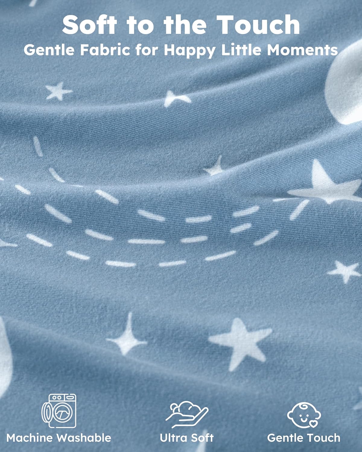 Baby Crib Sheets for Boys and Girls, Fitted Crib Sheets 52" x 28", Soft Breathable Microfiber Sheets for Standard Crib and Toddler Mattress, 2-Pack Blue Rocket