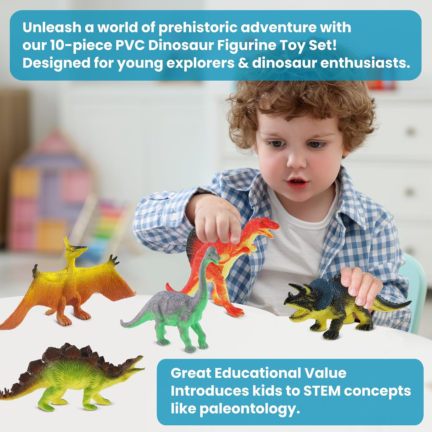 Zippytots Dinosaur Toys for Kids 3-5, 10 PCS Realistic Plastic Dinosaur Figure Toy Set Including T-Rex, Stegosaurus, Spinosaurus, Ideal Gift for Toddle