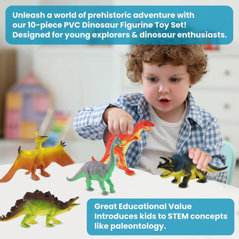 Zippytots Dinosaur Toys for Kids 3-5, 10 PCS Realistic Plastic Dinosaur Figure Toy Set Including T-Rex, Stegosaurus, Spinosaurus, Ideal Gift for Toddle