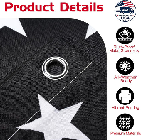 Custom Black and White American US Flag with Picture, Personalized Funny Flags with Face Image Logo Photo Text Single Sided Customized Flag Tapestry for Bedroom Dorm Room Decor Garden, 2x3 3x5 4x6 5x8 Ft
