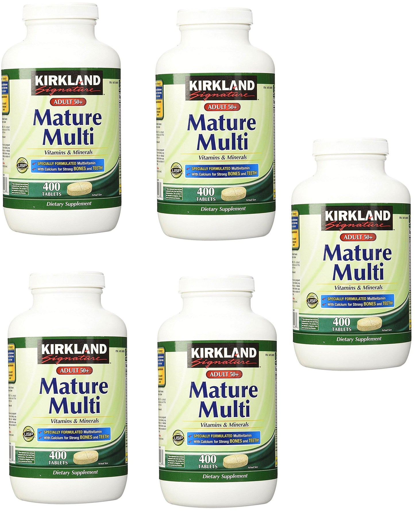 Kirkland Signature Mature Adult Multi Vitamin Tablets, 5 Package (400 Count)