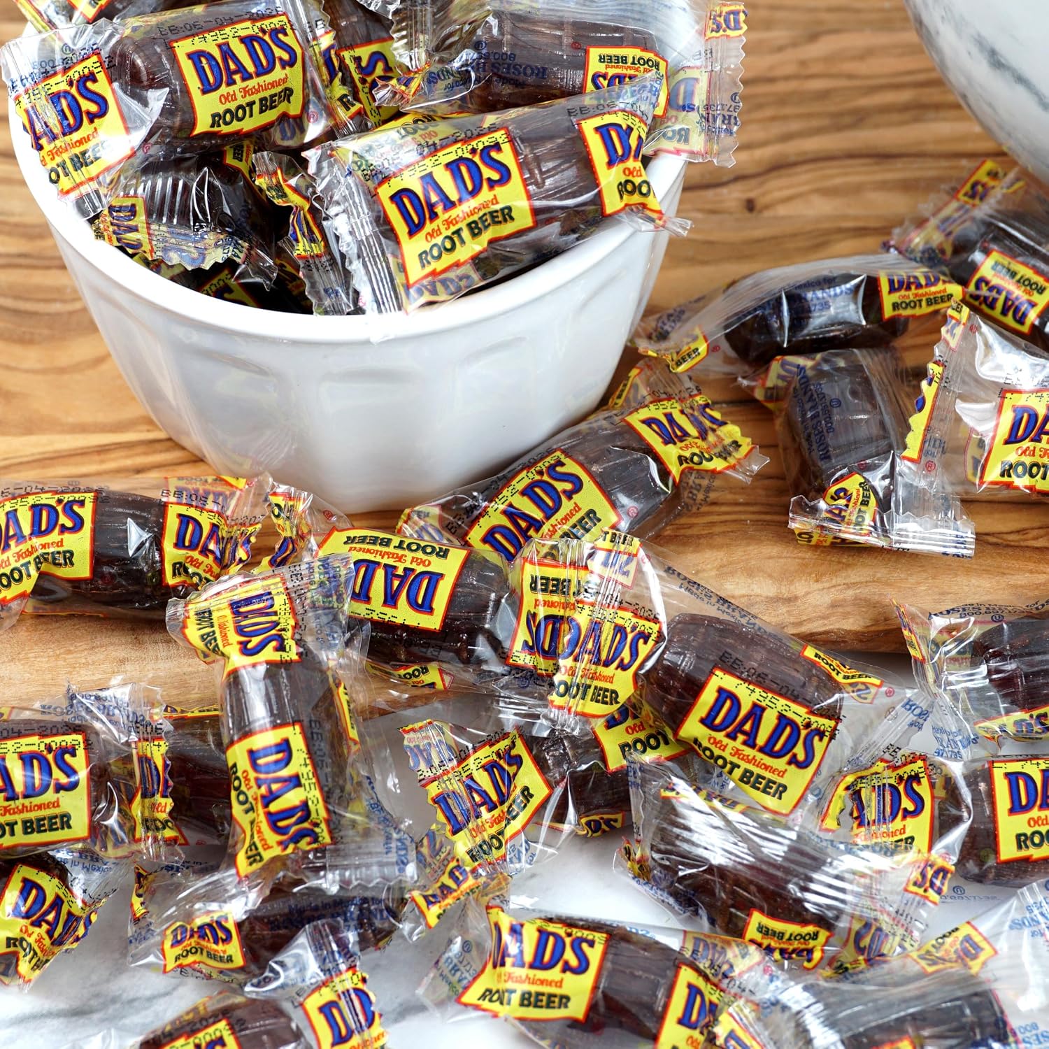 Dad's Root Beer Barrels Hard Candy, 1lb Bulk Bag (Approximately 50 pcs), Rootbeer Candy, Dads Root Beer Barrels, The Hampton Popcorn & Candy Company