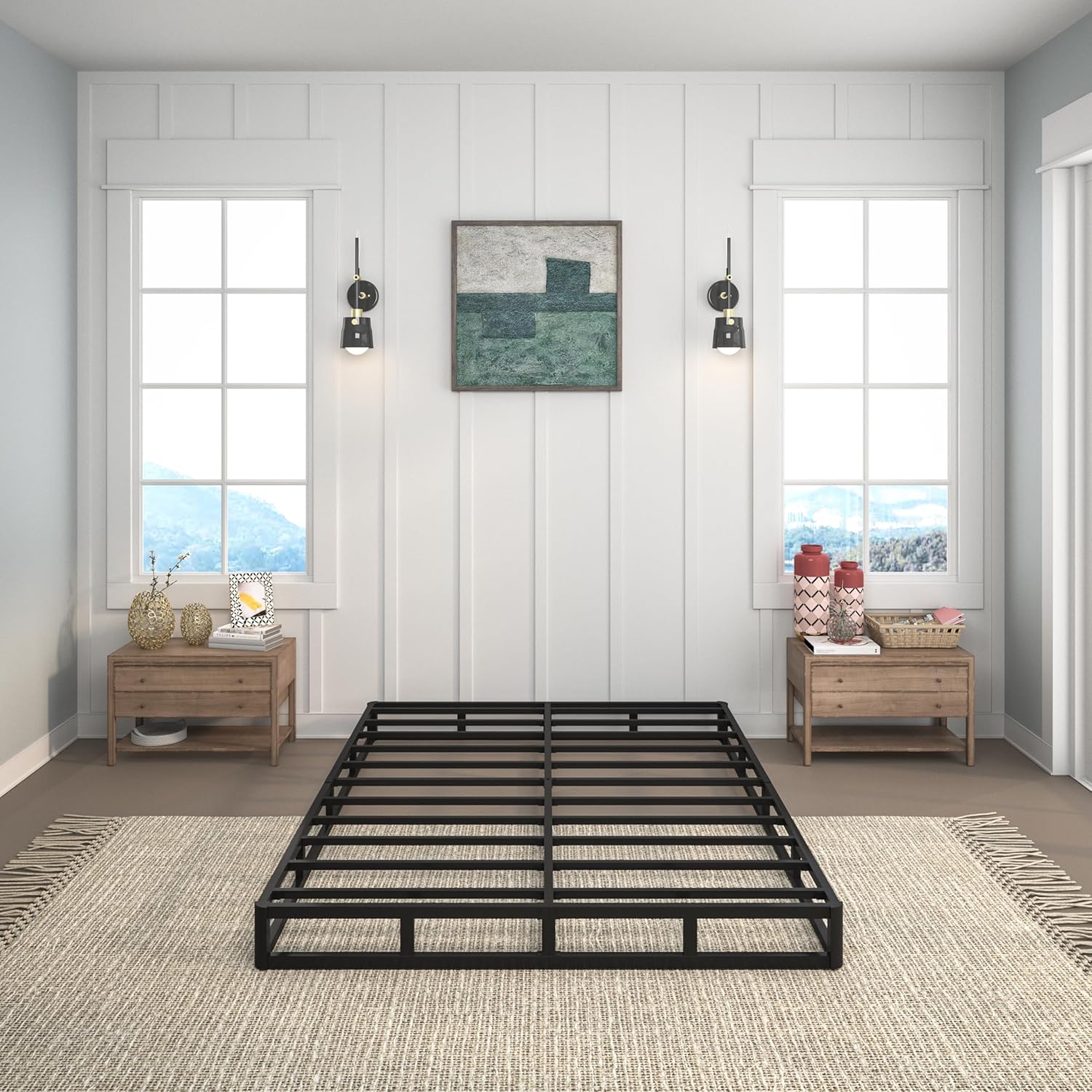 7 Inch Box Spring for Queen Bed, Heavy Duty Metal Mattress Foundation, 3000 lbs Capacity, High Profile, Noise-Free, Easy Assembly with Fabric Cover