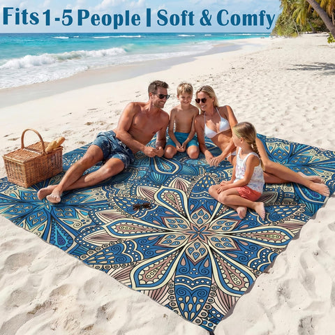 Beach Blanket Waterproof Sandproof 78''X81''/10'X9' Oversized Big Blanket