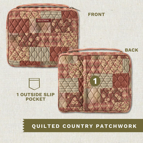 Bella Taylor Bible Cover, Quilted Bible Case, Burgundy Patch