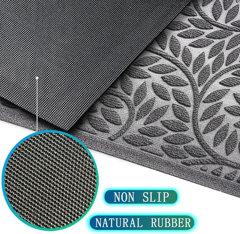Bulijojo Front Door Mat Entrance,Durable Heavy Duty Welcome Mat,Thick Absorbent Natural Rubber Non Slip Mat,Sturdy Entryway Grey 23"x35"
