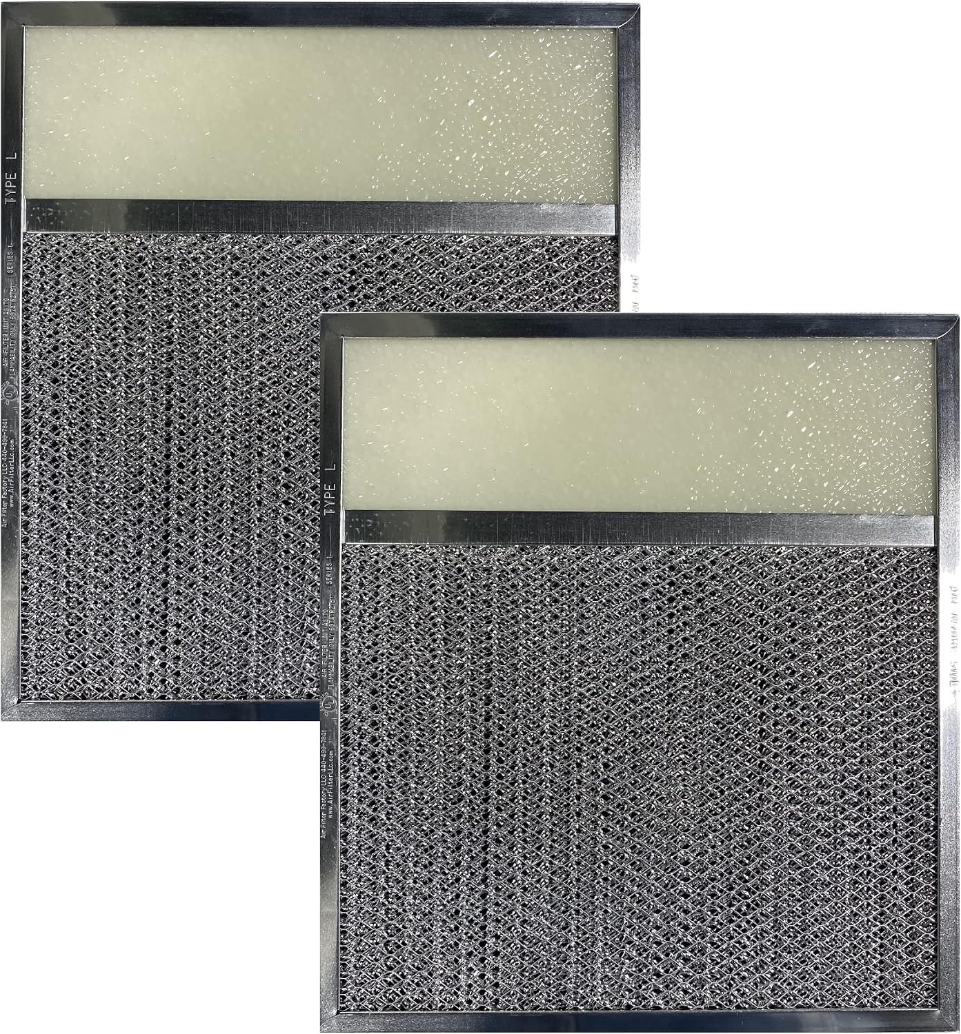 Air Filter Factory Range Hood Combo Lens Filter – Aluminum Mesh Grease & Charcoal Odor Filter 10-7/8" x 11-7/8" x 7/16" Replacement – 2 Pack