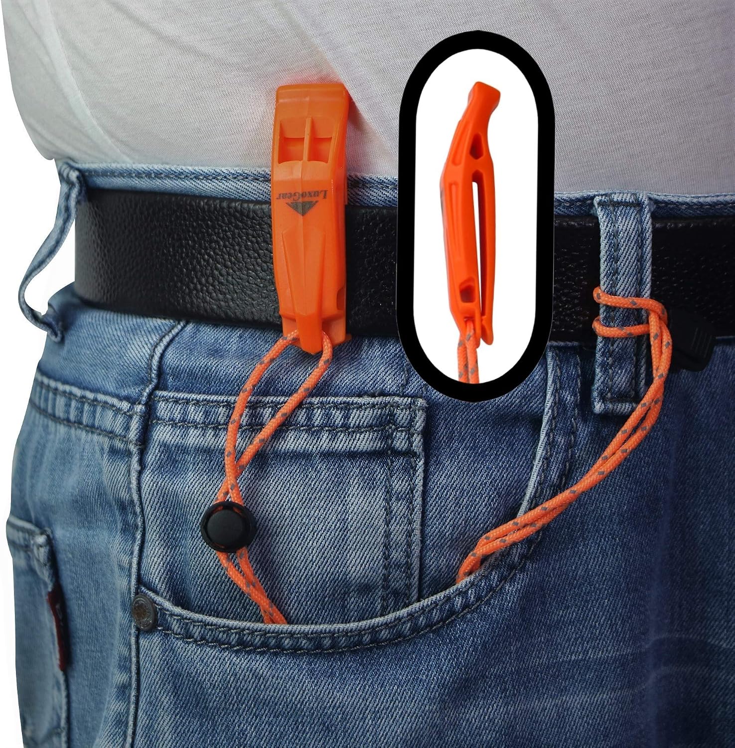 LuxoGear Emergency Whistles with Lanyard Safety Whistle Survival Shrill Loud Blast for Kayak Life Vest Jacket Boating Fishing Boat Camping Hiking Hunting Rescue Signaling Kids Lifeguard Plastic 2 Pack