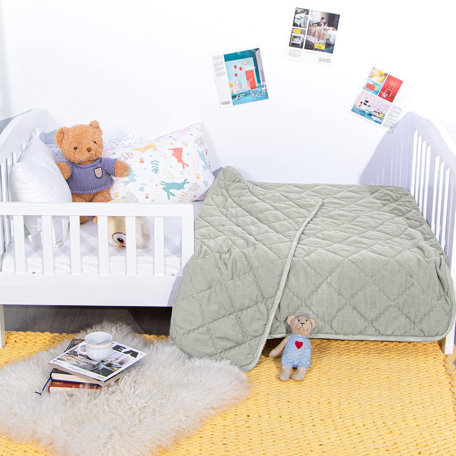NTBAY Oversized Toddler Down Alternative Comforter, 43 x 60, Light Grey
