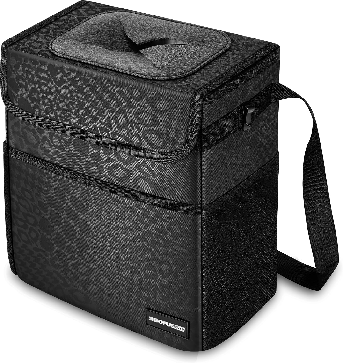 SIBOFUEGO Sturdy Car Trash Can with Lid, Collapsible, Leak-Proof, 3 Gallon
