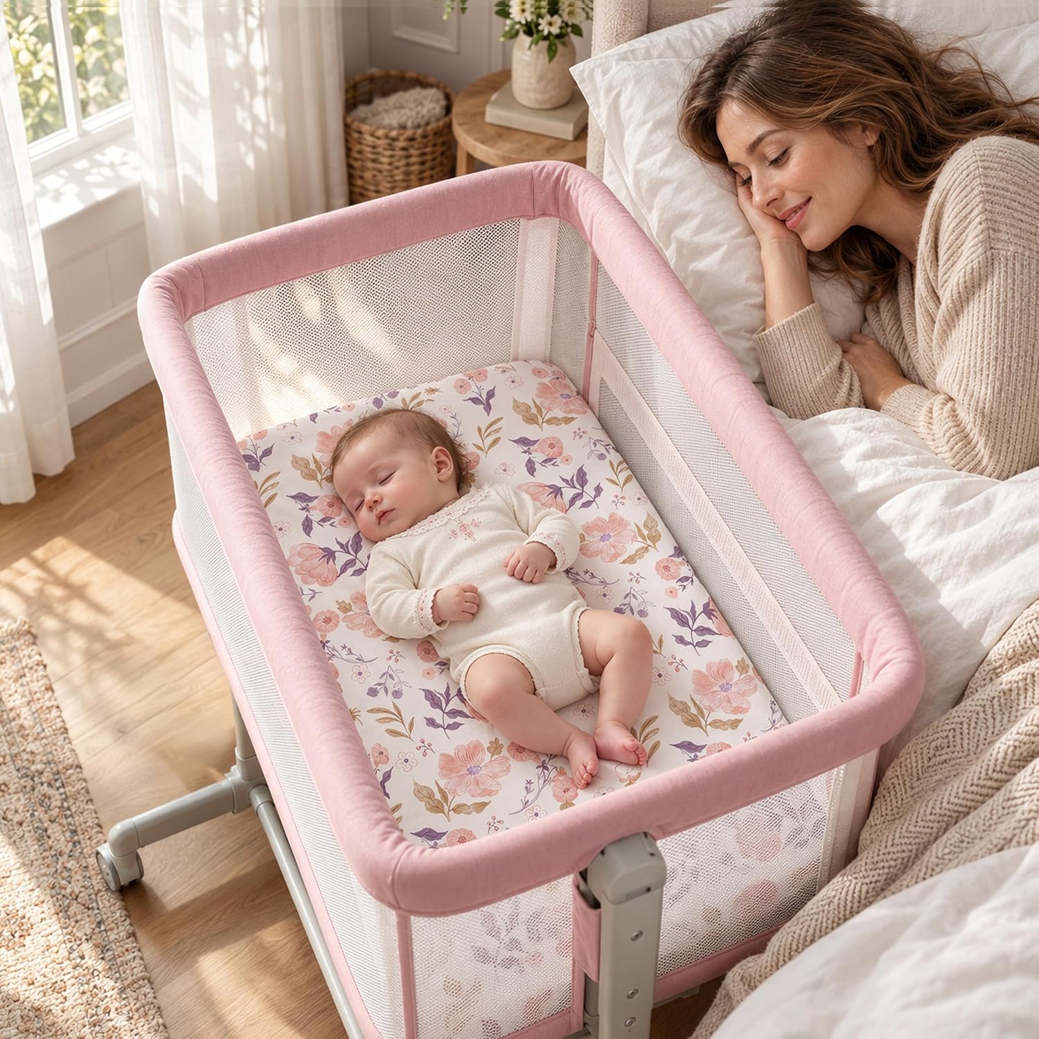 3 Pack Bedside Bassinet Sheets Girl & Boy 33" x 20" Rectangle