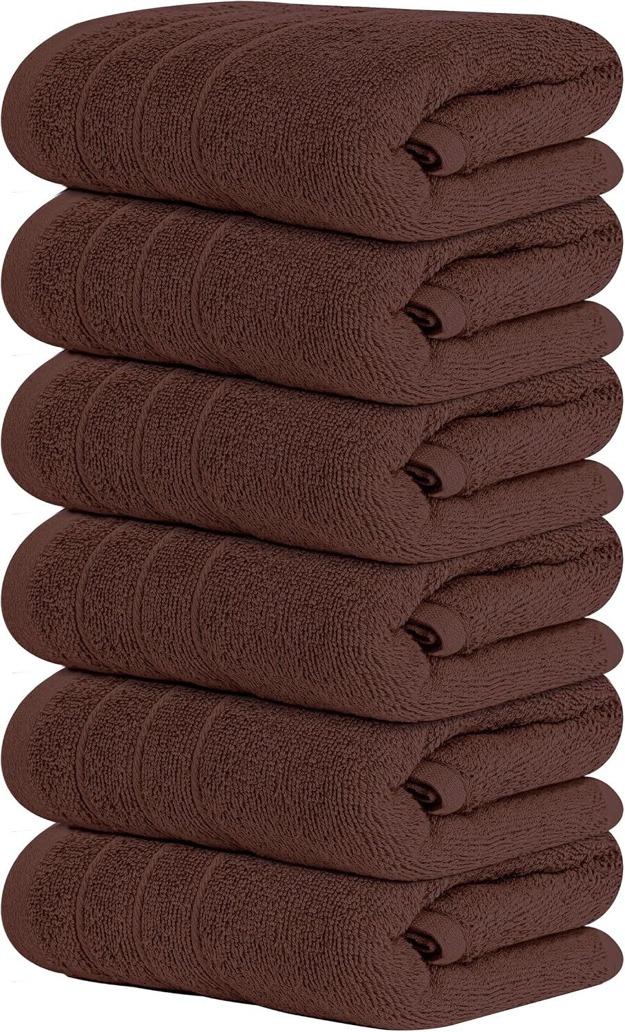 Tens Towels 6 Piece Hand Towels Set 16 x 28 Inches, Brown