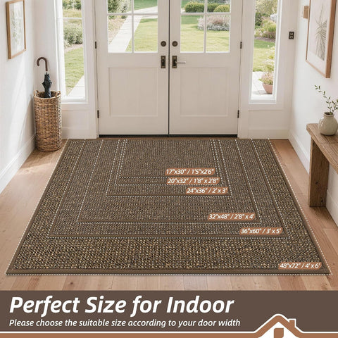 BEQHAUSE Dirt Trapper Door Mat 32" x 48", Non-Slip Washable Doormats, Brown