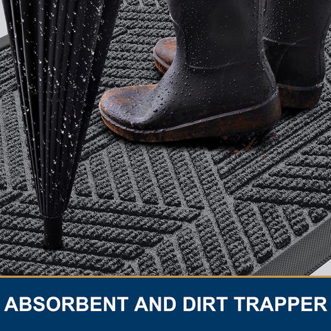 Smiry Front Door Mat Outside Entrance, Low Profile Rubber Doormat, 29.5x17