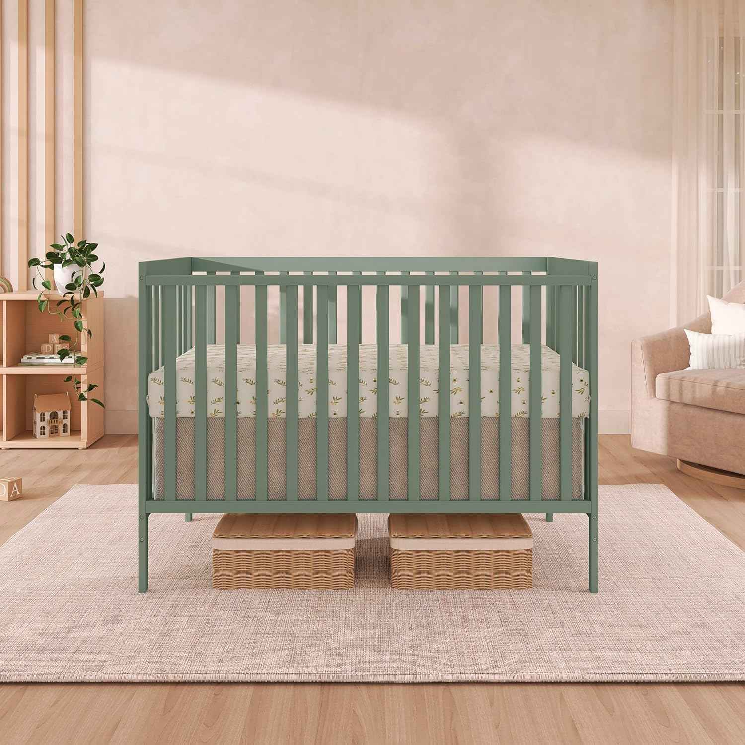 Dream On Me Synergy 5-in-1 Convertible Full Size Baby Crib, Meadow Green