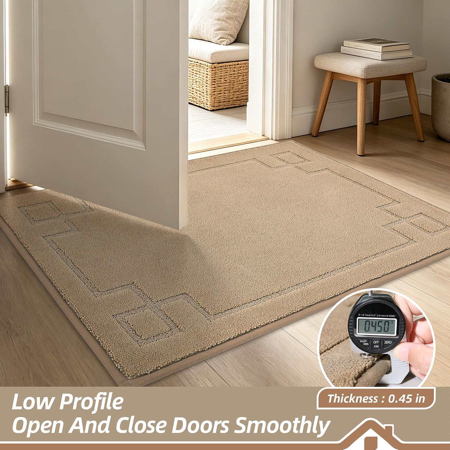 BEQHAUSE Door Mat 24" x 60", Non-Slip Door Mats Indoor Washable, Beige