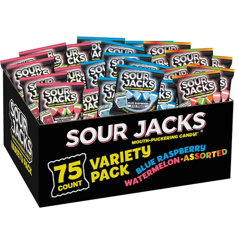 Sour Jacks Sour Gummy Wedges Variety Pack, Gluten Free, 0.5 oz, 75 Ct