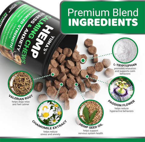 Hemp Calming Chews for Dogs - 240 Treats - Advanced Dog Calming Chews