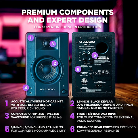 M-AUDIO BX3 3.5" Wired Studio Monitors Pair