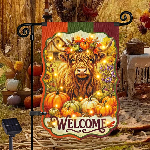 Thanksgiving Garden Flag, Cow Fall Porch Decor, 12x18 In